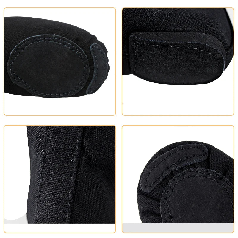 Tênis de Jazz em Canvas para Meninas e Meninos, Preto – Sapatos de Dança para Mulheres, Solado Dividido Macio, Cadarço, Para Crianças e Adultos