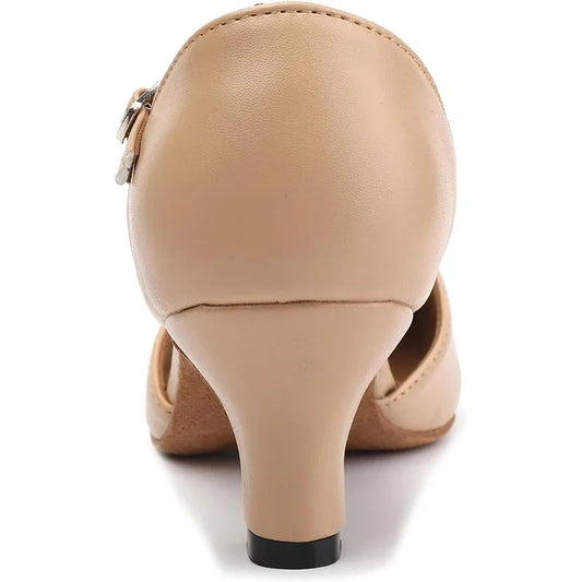 Women Latin Ballroom Dance T-Strap Non-Slip Shoes for Adult Latino Tango Social Dance with Soft Insole and Comfortable Lining